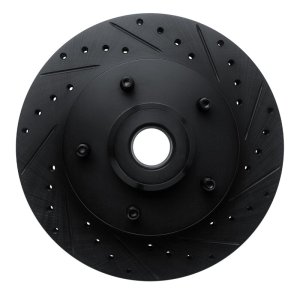 Dodge B200 Van Brake Rotor (1) - Front Right - R1 Concepts - Drilled & Slotted - Black - `94-`02